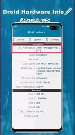 شناسایی پردازنده گوشی با Droid Hardware Info