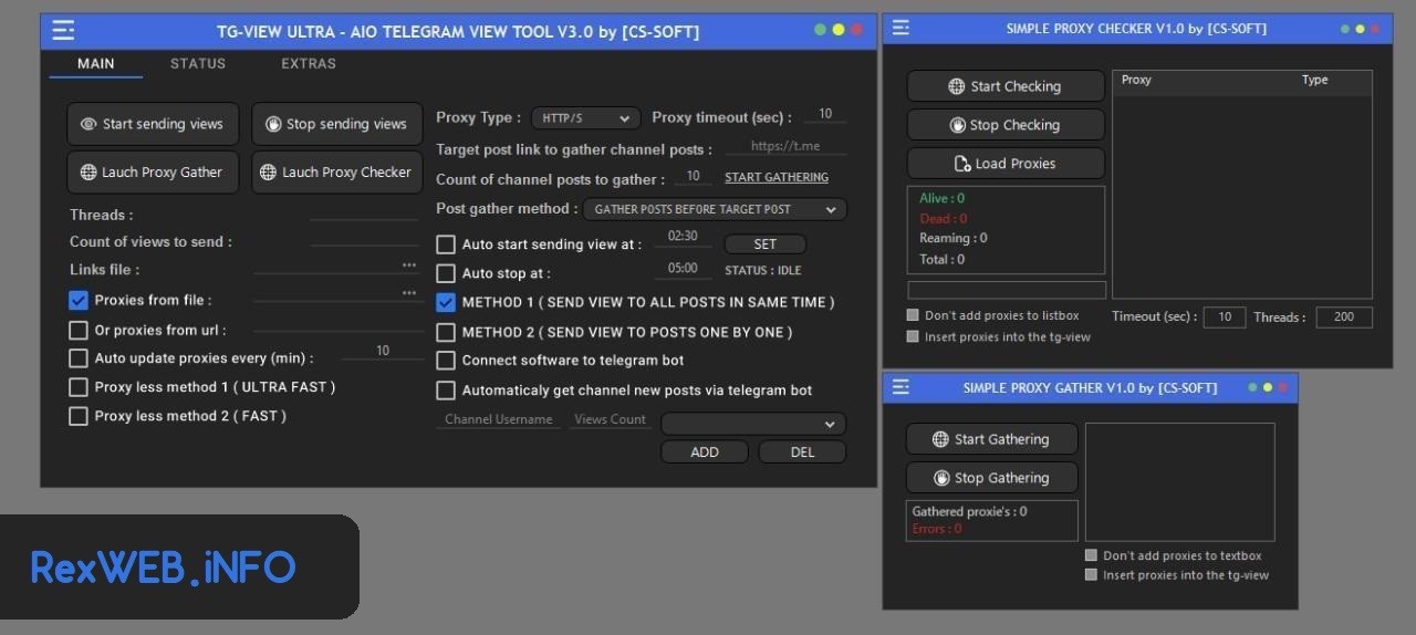 محیط برنامه افزایش سین پست کانال تلگرام TG-Ultra View